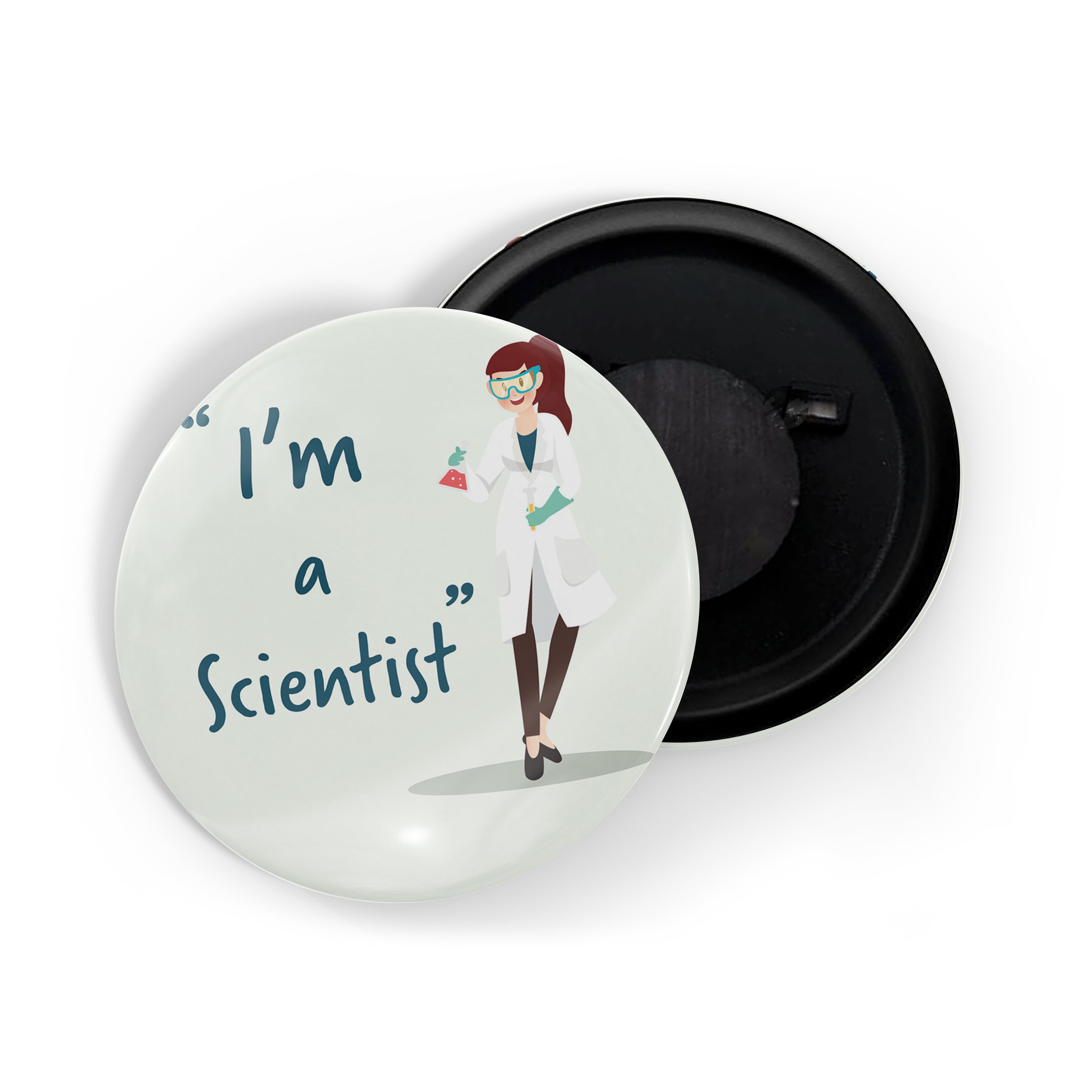 dhcrafts Round Fridge Magnet White Color Profession I'm A Scientist Glossy Finish Design Pack of 1 (58 mm)